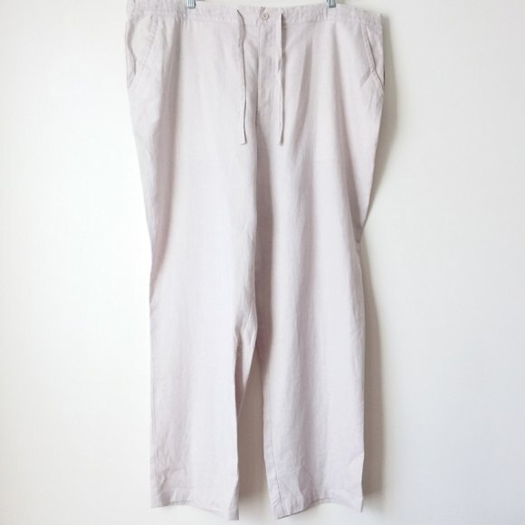 Linen Blend Pants Cubavera Khaki Elastic Adjustable Waist 3XB - Picture 9 of 9